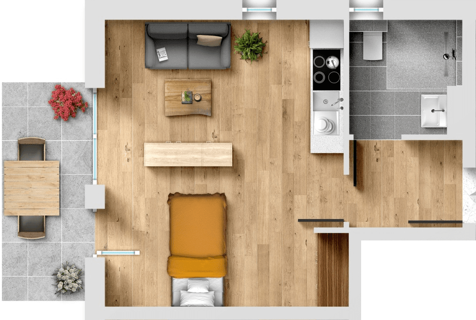 Grundriss Neubau Kapitalanlage Ingolstadt – WE 1 (EG)